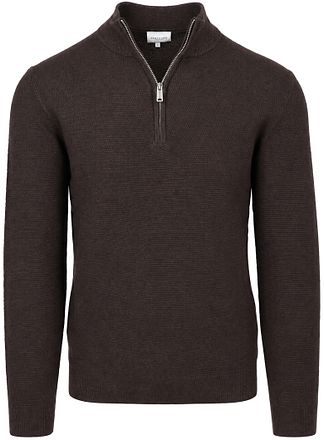 Profuomo Half Zip Pullover Structuur Bruin