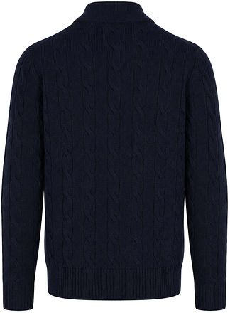 Steppin' Out Lau Pull Merino Half Zip Cable Marineblå