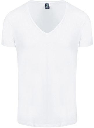 Suitable Vibamboru T-Shirts Tiefe V-Ausschnitt Weiß 4-Pack