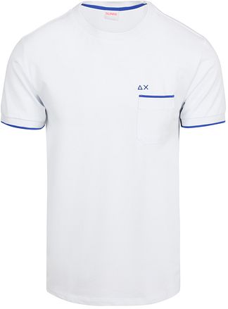 Sun68 T-shirt Piqué Rayé Fluo Blanc