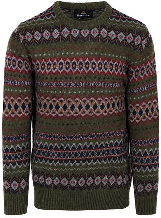 Barbour Fairisle Genser Ull Mørkegrønn