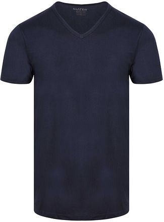 Slater 4-pakke Basic Fit T-skjorte V-hals Marineblå