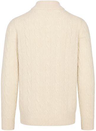 Steppin' Out Lau Pull Half Zip Mérinos Torsadé Écru