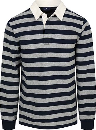 Steppin' Out Rugby Polo Stribet Navy Grey