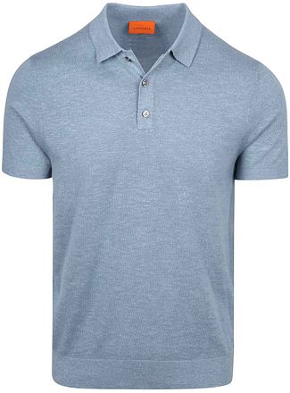 Suitable Strikket Polo Bomull Lin Blå