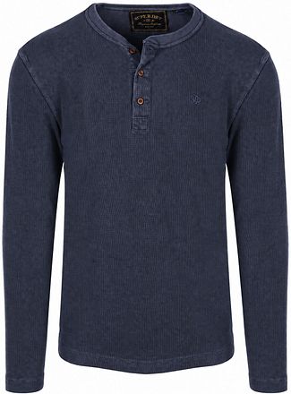 Superdry Tröja Henley Waffle Marinblå