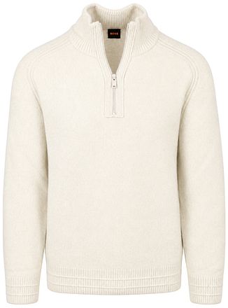 BOSS Awoolio Half Zip Trui Ecru