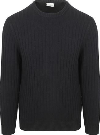 Profuomo Pullover Rib Wool Blend Navy