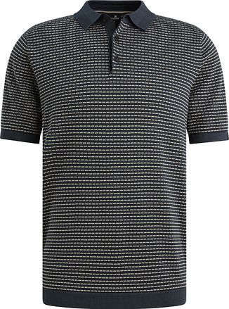 Vanguard Knitted Polo Shirt Stripes Navy