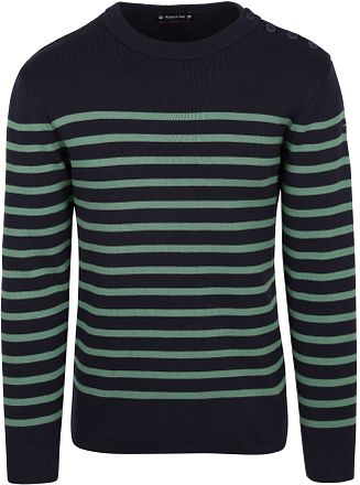 Armor-Lux Pull Groix Rayures Marine Vert