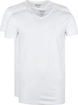 PME Legend Basic T-skjorte 2-pakning V-hals Hvit