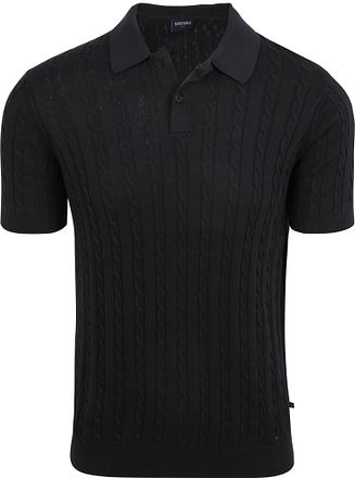 Suitable Respect Polo Knit Cable Navy