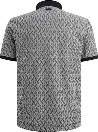 Vanguard Strikket Poloshirt Jacquard Print Marineblå