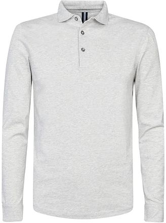 Profuomo langermet polo i gråmelert