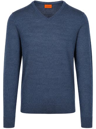 Suitable Merino Pullover V-Neck Denim Blå