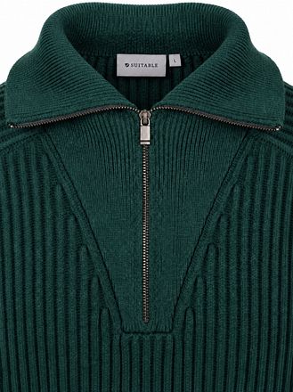 Suitable Half Zip Pullover Sailor Wool Blend Dark Green