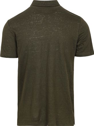 KnowledgeCotton Apparel Poloskjorte i Mørkegrønn Lin