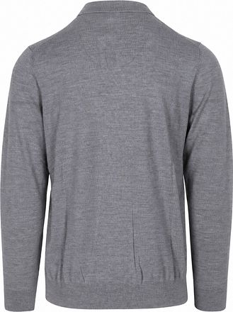 Profuomo Langærmet Poloshirt Merinould Grå