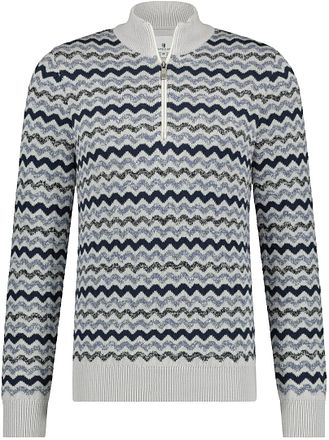 State Of Art Half Zip Gray Blue Print