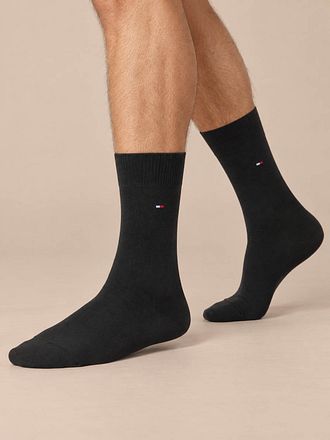 Tommy Hilfiger 2-Pack Socken Streifen Uni Schwarz