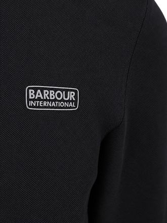 Barbour International Black Long Sleeve Piqué Polo Shirt