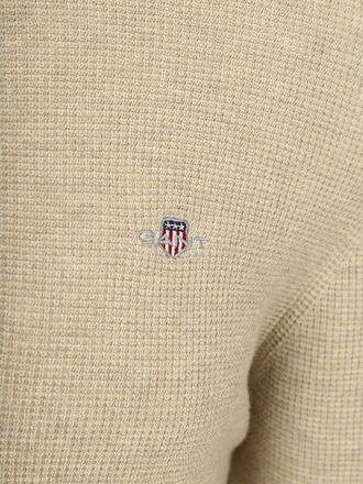 Gant Half Zip Genser Micro Textured Beige