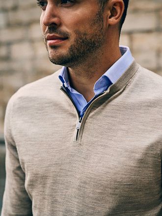 Suitable Crew Zip Merino Sand