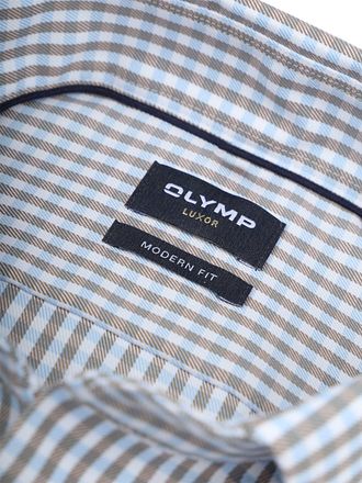OLYMP Luxor Hemd Checks Beige Blau