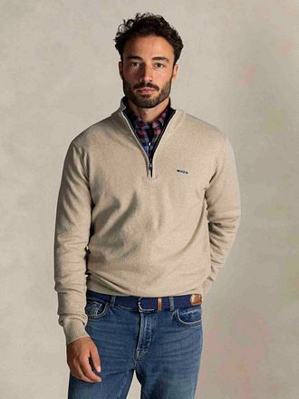 NZA Half Zip Sweater Christopher Melange Warm Beige