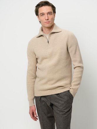 Profuomo Pull-over Demi-Zip Laine Sand