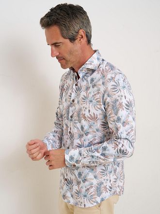 R2 Shirt Leaves Print Beige