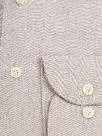 Profuomo flanellskjorta med fiskbensmönster i beige