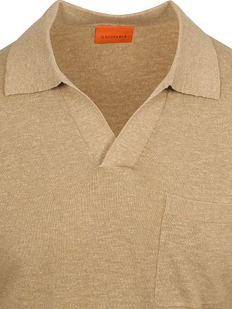 Suitable Långärmad Stickad Polo Riva Pocket Sand