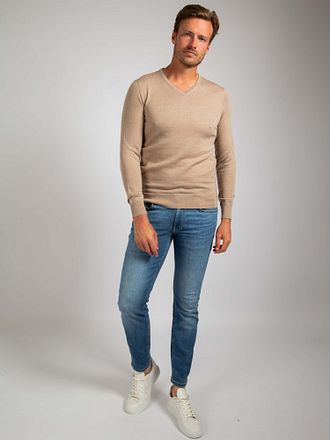 Suitable Merinotröja med V-ringning Beige