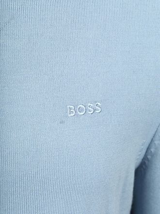 BOSS Høyhalset Genser i Ullblanding Lyseblå