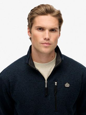 Superdry Halvglidelås Genser Fleece Marineblå