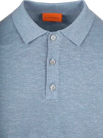 Suitable Strikket Polo Bomull Lin Blå