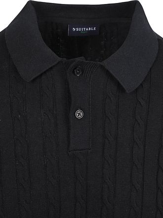 Suitable Respekt Polo Knit Cable Navy