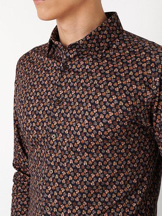 Desoto Skjorte Trykk Blomst Brun Marineblå