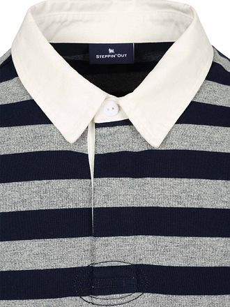 Steppin' Out Rugby Polo Randig Marinblå Grå