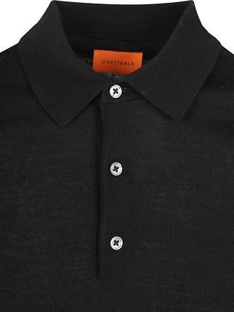 Suitable Polo Shirt Merino Wool Black