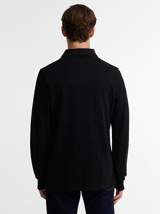 Barbour International Black Long Sleeve Piqué Polo Shirt
