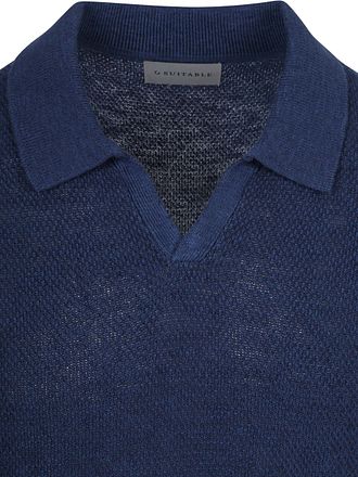 Suitable Poloshirt Riva Bean Leinen Baumwolle Marine