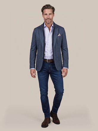Suitable Blazer Lommer Twill Inlay Dunkelblau