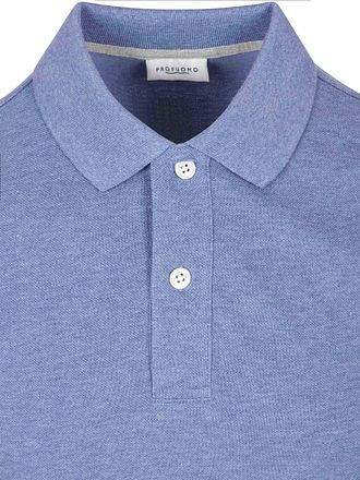 Profuomo Piqué Poloshirt Melange Blauw