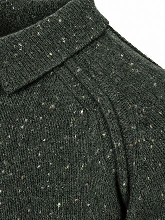 Suitable Polo Zip Pull Tweed Donkergroen