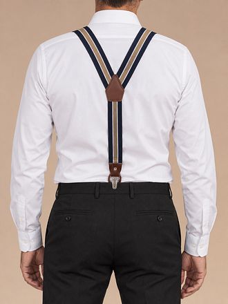 Suitable Luxe Bretelles Marine Rayure Beige
