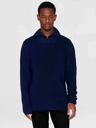 KnowledgeCotton Apparel Half Zip Pullover Merino Navy