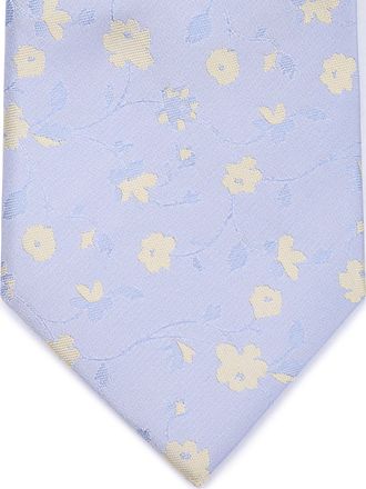 Suitable Tie Silk Stripe Flowers Beige