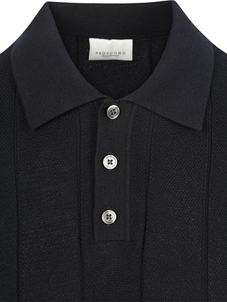 Profuomo Polo Shirt Drop Needle Structure Navy